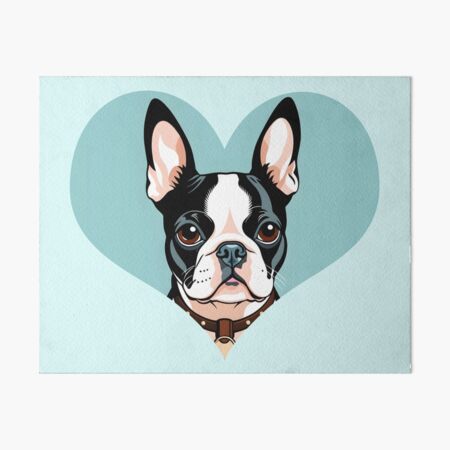 Item preview, Love Bostons (Terriers) Light Blue Heart frame with collar designed and sold by Rogue Wizard.