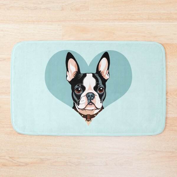 Item preview, Love Bostons (Terriers) Light Blue Heart frame with collar designed and sold by Rogue Wizard.