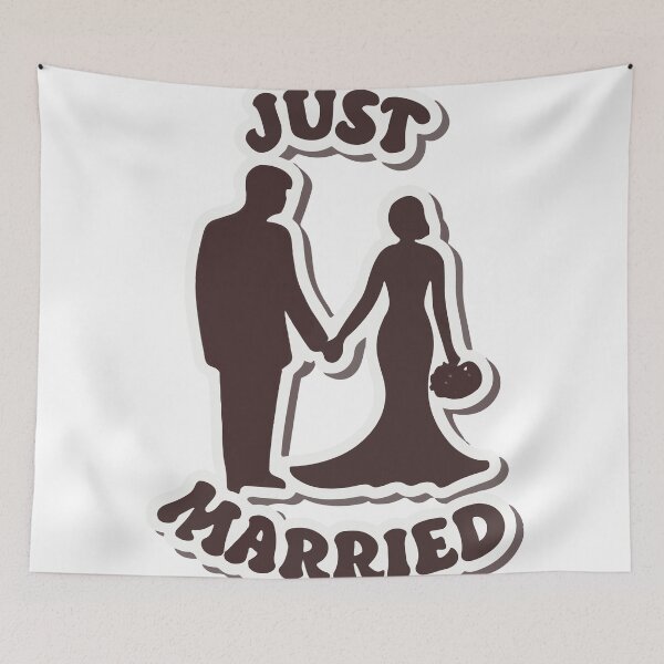Item preview, Just Married - Bride and Groom Silhouette designed and sold by NiftyWrx.