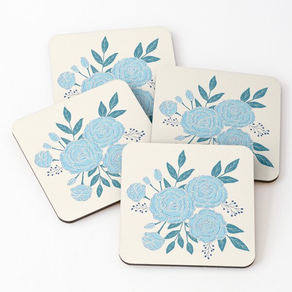 Item preview, Delicate roses - Turquoise on white background designed and sold by Illustrated by Nat.