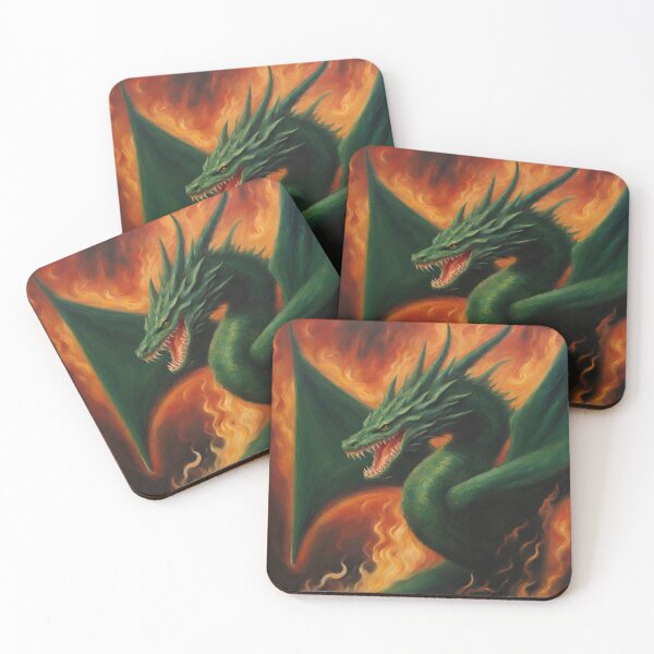 Item preview, great green dragon in fire designed and sold by ohsopurposeless.