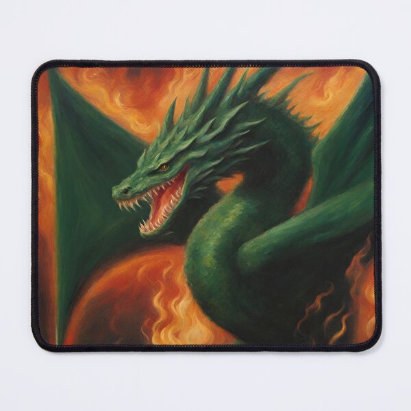 Item preview, great green dragon in fire designed and sold by ohsopurposeless.