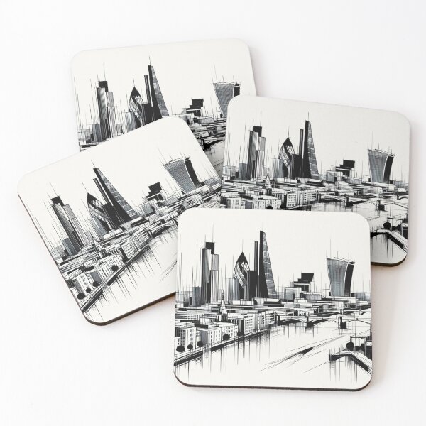 Item preview, London modern Sights Minimalist Perspective Drawing designed and sold by Gaborai.