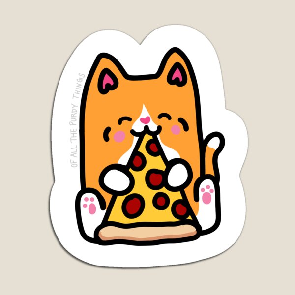 Item preview, Cute orange cat eating pizza sticker design designed and sold by PurdyThings.
