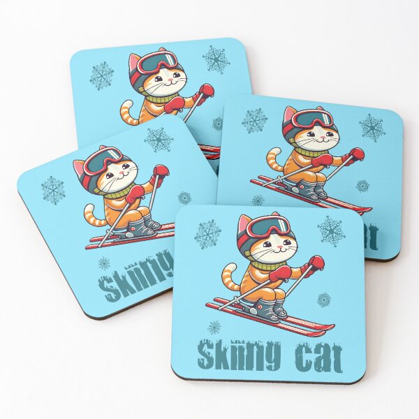 Item preview, Skiing cat winter sports funny kitten designed and sold by AlchemyColor.