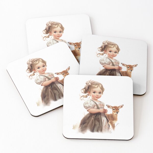 Item preview, Little girl with fawn, gift farmer, farmer's child designed and sold by Andrea-Design.