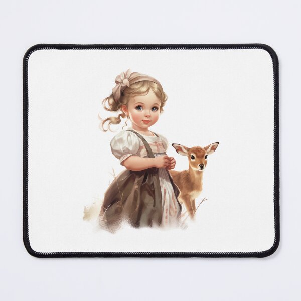 Item preview, Little girl with fawn, gift farmer, farmer's child designed and sold by Andrea-Design.