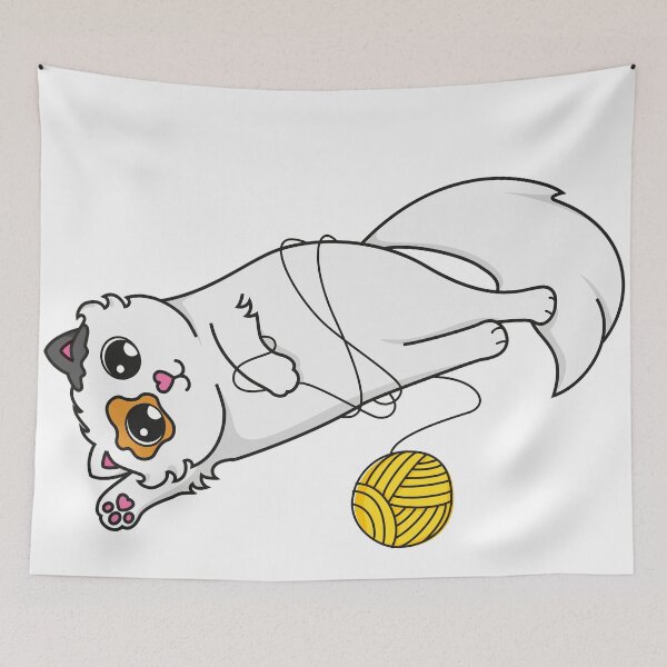 Item preview, Cute kitten playing the ball of wool designed and sold by WalkWiseDesign.