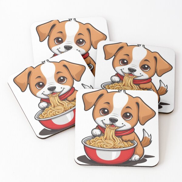 Item preview, Cute dog eating noodles 4 designed and sold by LykosShop.