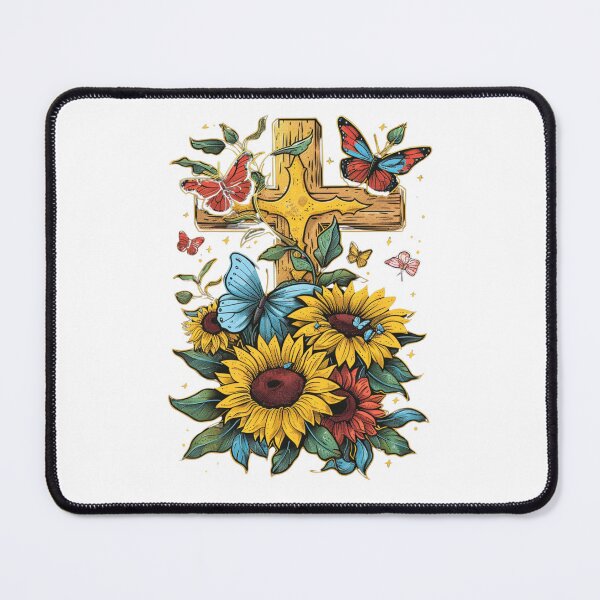 Item preview, Cross Sunflowers Butterflies Christian Choose joy designed and sold by ArtFromBeyond.