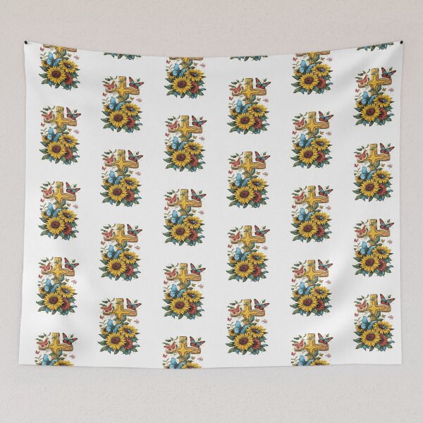 Item preview, Cross Sunflowers Butterflies Christian Choose joy   designed and sold by ArtFromBeyond.