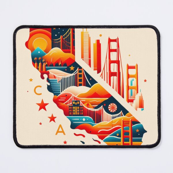 Item preview, California, CA Abstract Map and Symbolic Sights designed and sold by Gaborai.