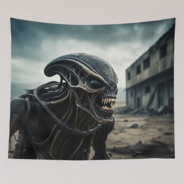 Item preview, Evil Alien Looking Through Apocalyptic City designed and sold by SassyArtistry.