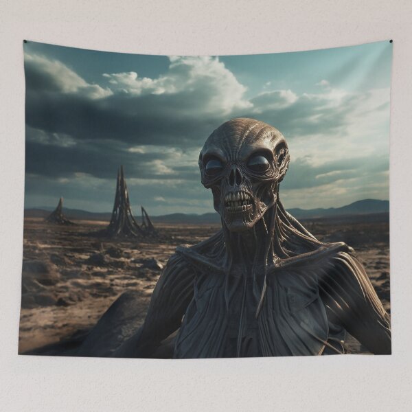 Item preview, Alien UFO On Alien Blue Sky Planet designed and sold by SassyArtistry.