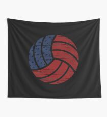 Distressed Volleyball USA Flag Wall Tapestry