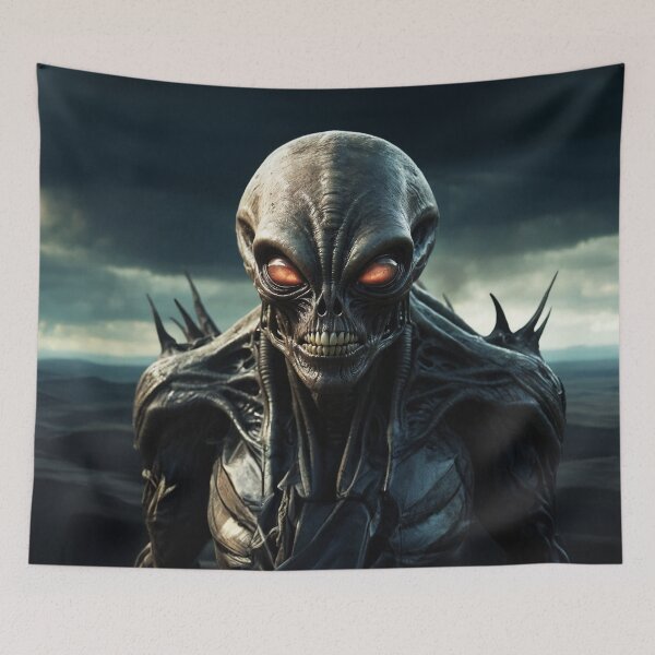 Item preview, UFO with glowing eyes On Alien Planet designed and sold by SassyArtistry.