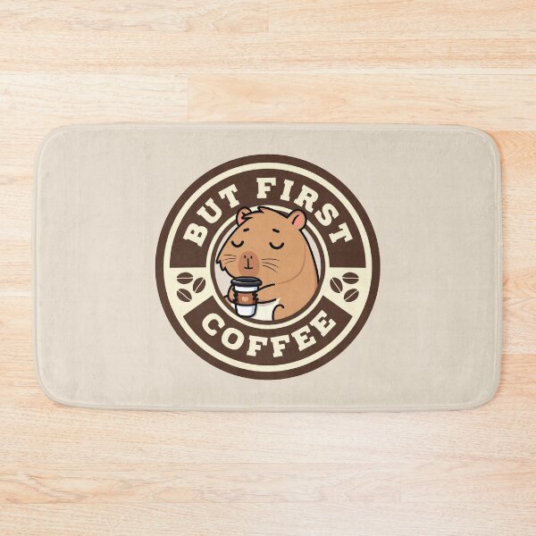 Item preview, But First Coffee | Cute Sleepy Capybara Coffee Lover designed and sold by Kimochi-Shop.
