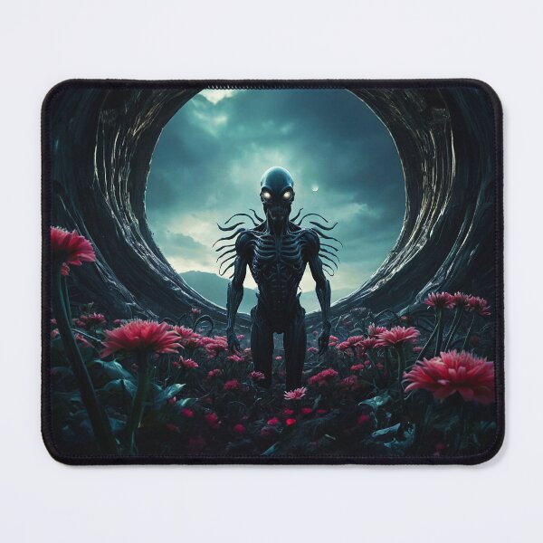 Item preview, Alien In Pink Flower Field Inside Spaceship designed and sold by SassyArtistry.