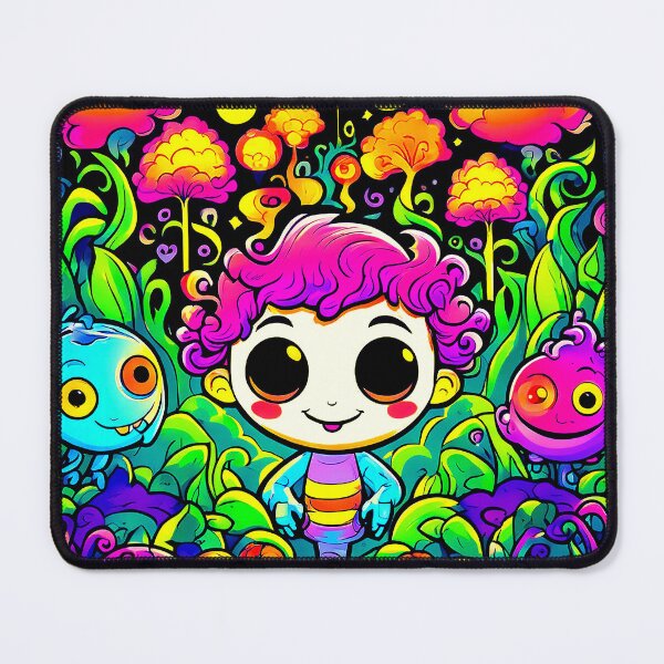 Item preview, Happy Boy with Friends in a Psychedelic Forrest - Neon UV Light designed and sold by Lososko.