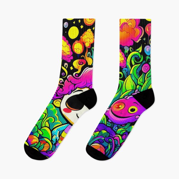 Item preview, Happy Boy with Friends in a Psychedelic Forrest - Neon UV Light designed and sold by Lososko.