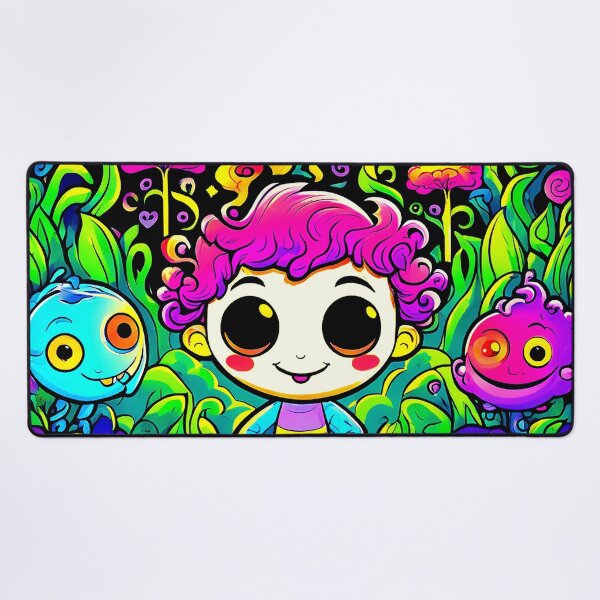 Item preview, Happy Boy with Friends in a Psychedelic Forrest - Neon UV Light designed and sold by Lososko.