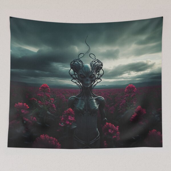 Item preview, Alien Goddess In Pink Flower Field  designed and sold by SassyArtistry.