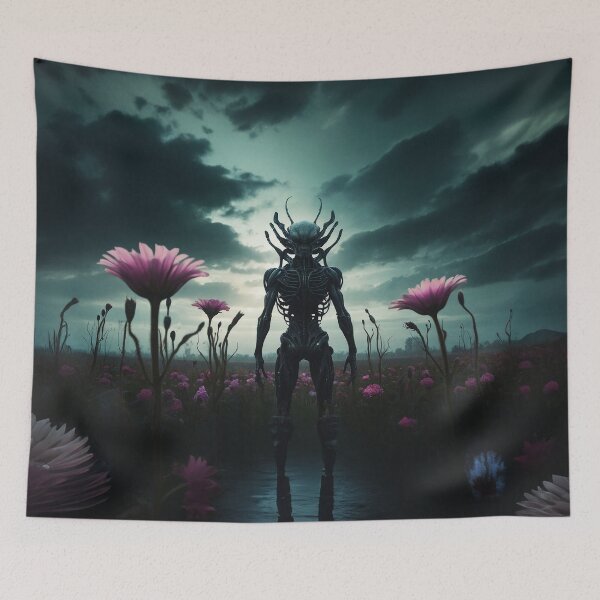 Item preview, Alien God In Pink Flower Field  designed and sold by SassyArtistry.