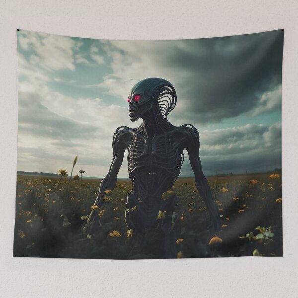 Item preview, Alien On Walk In Yellow Summer Field Flowers designed and sold by SassyArtistry.