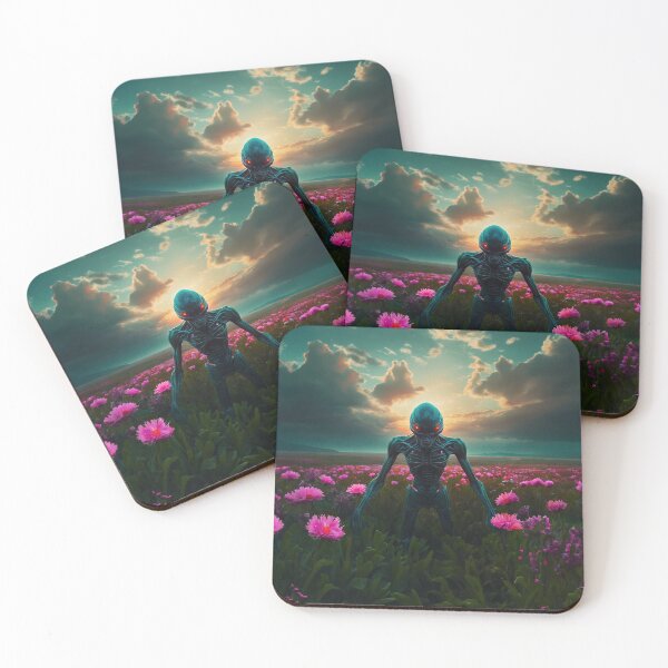 Item preview, Scared Alien In Pink Flower Field  designed and sold by SassyArtistry.