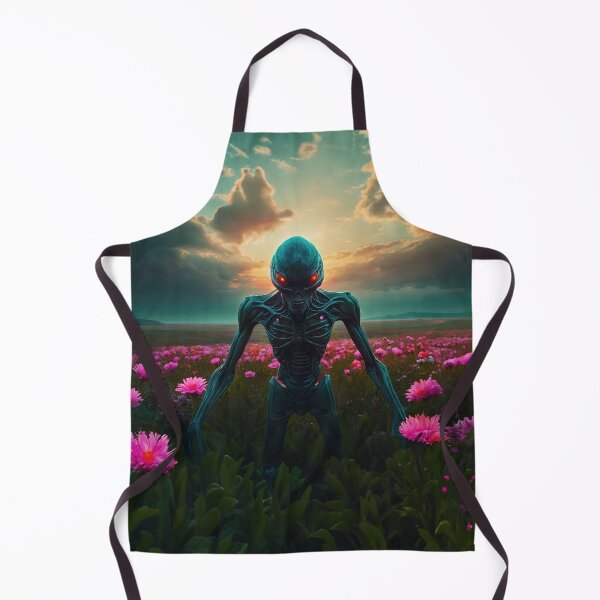 Item preview, Scared Alien In Pink Flower Field designed and sold by SassyArtistry.