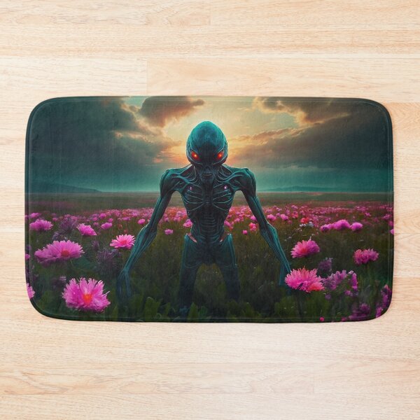 Item preview, Scared Alien In Pink Flower Field  designed and sold by SassyArtistry.