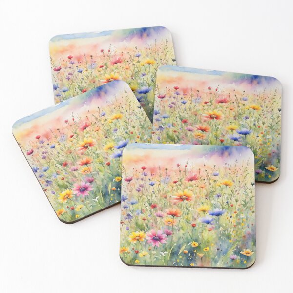 Item preview, colorful wild flower field water color designed and sold by yeekazar.