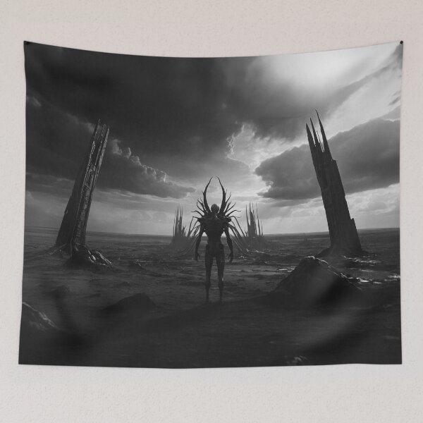 Item preview, Dark Alien Figure In Horror Wastelands designed and sold by SassyArtistry.