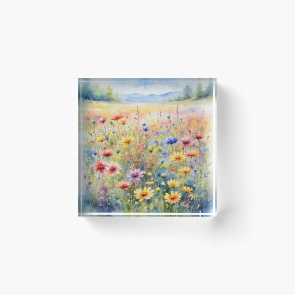 Item preview, colorful wild flower field water color designed and sold by yeekazar.