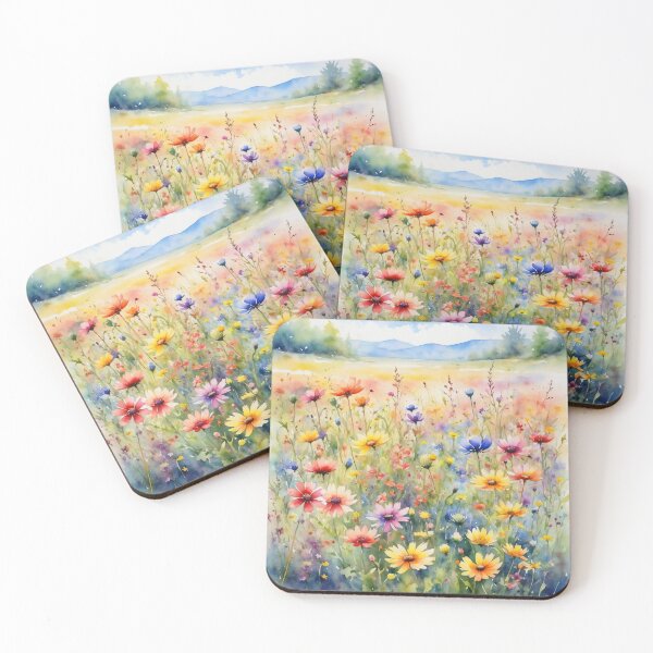 Item preview, colorful wild flower field water color designed and sold by yeekazar.