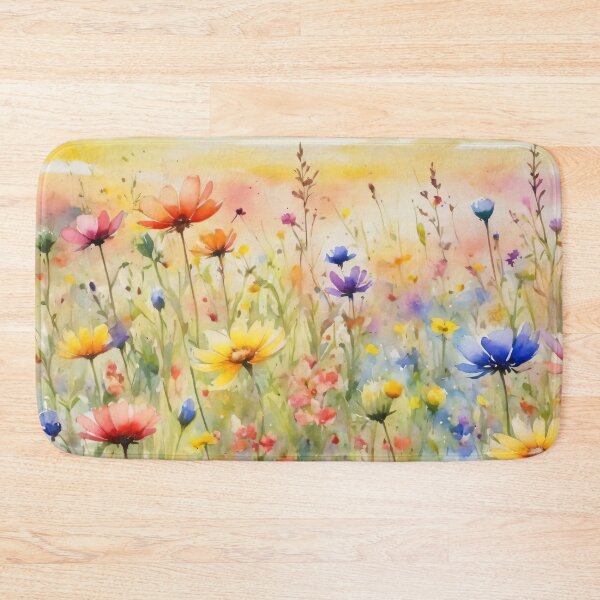 Item preview, colorful wild flower field water color designed and sold by yeekazar.