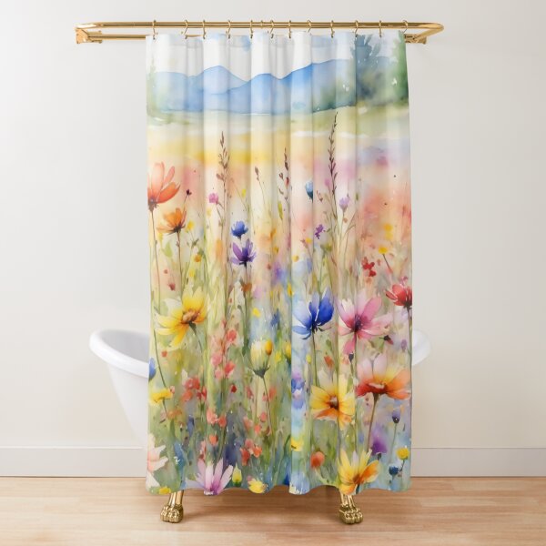 Item preview, colorful wild flower field water color designed and sold by yeekazar.