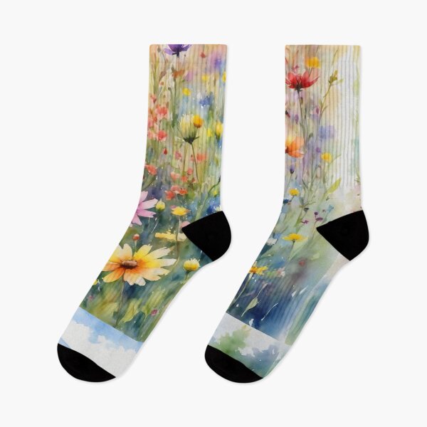 Item preview, colorful wild flower field water color designed and sold by yeekazar.