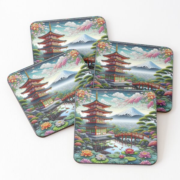 Item preview, Japanese Zen Garden and Snow Covered Mount Fujiyama designed and sold by HippieFarms11.