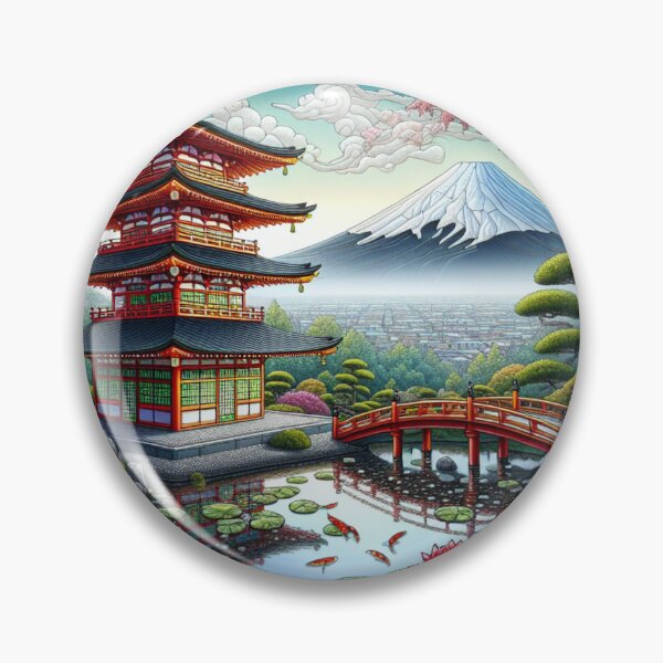 Item preview, Japanese Zen Garden and Snow Covered Mount Fujiyama designed and sold by HippieFarms11.