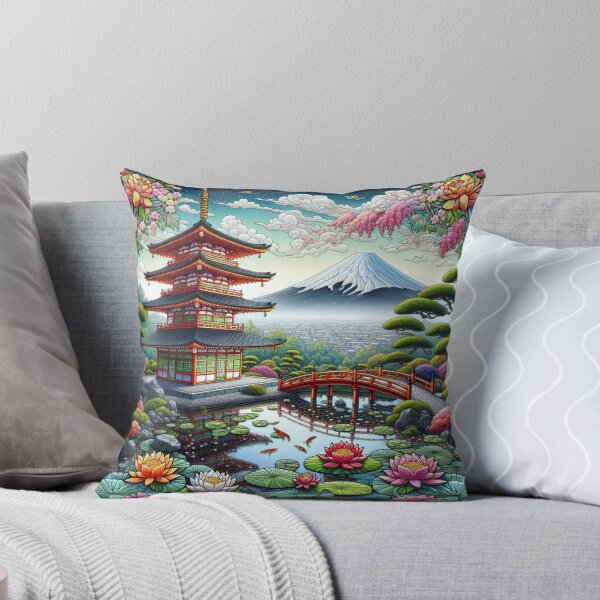 Item preview, Japanese Zen Garden and Snow Covered Mount Fujiyama designed and sold by HippieFarms11.