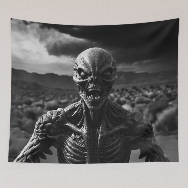 Item preview, Black And White Portrait Of Mad Alien designed and sold by SassyArtistry.