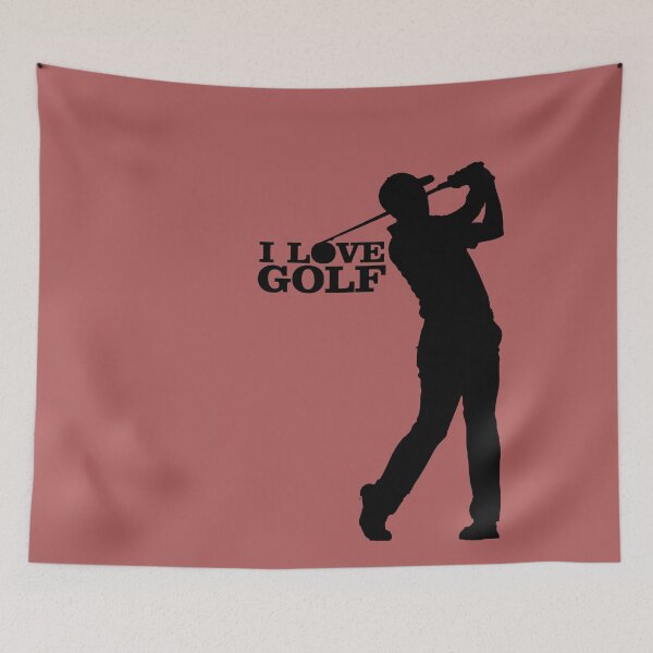 Item preview, I Love Golf Silhouette - Golfer with Crumpled Ball, Black and White designed and sold by ironpalette.