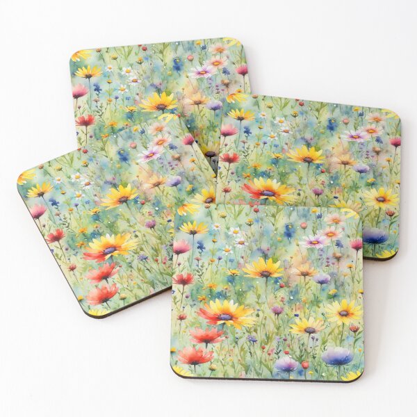 Artikelvorschau, bunte Wildblumenfeld-Wasserfarbe entworfen und verkauft von yeekazar.