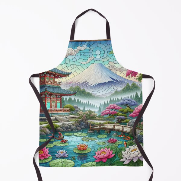 Item preview, Stained Glass Japanese Zen Garden Near Mount Fuji designed and sold by HippieFarms11.