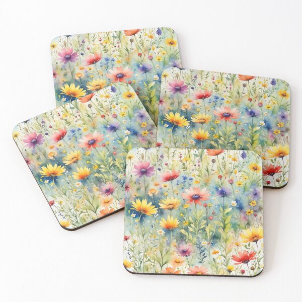 Item preview, colorful wild flower field water color designed and sold by yeekazar.