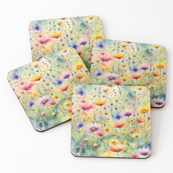 Item preview, colorful wild flower field water color designed and sold by yeekazar.