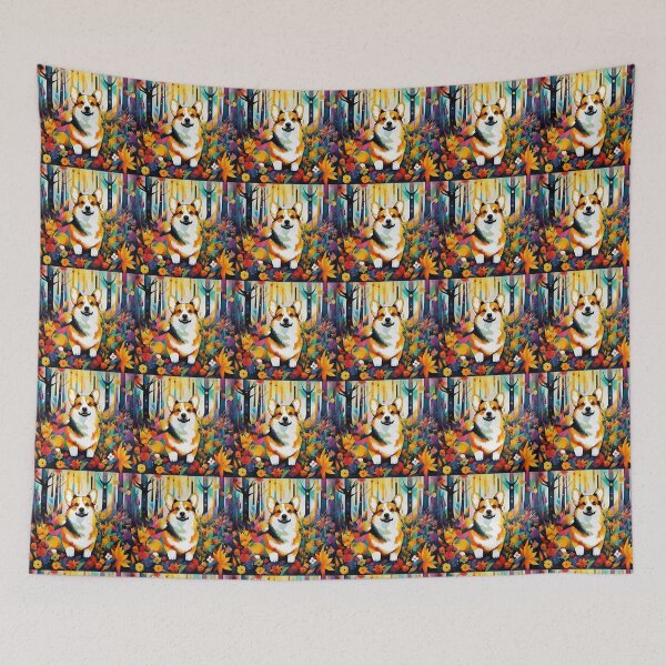 Item preview, A corgi dog among mysterious flowers. designed and sold by Natalia-Vlad.