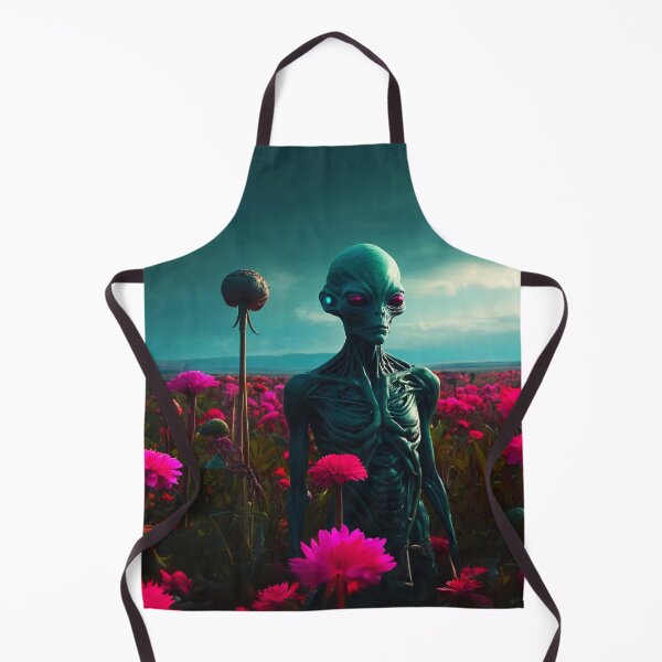 Item preview, Beautiful Turquoise Alien In Pink Flower Fields designed and sold by SassyArtistry.