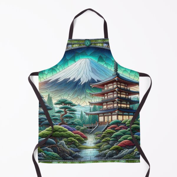 Item preview, Stained Glass Japanese Zen Garden Near Mt Fujiyama designed and sold by HippieFarms11.